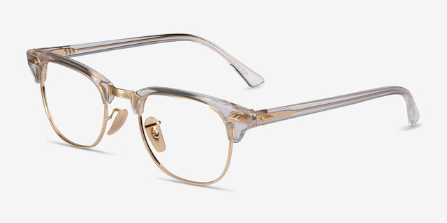Ray-Ban RB5154 Clubmaster Gold Transparent Acetate-metalEyeglass Frames from EyeBuyDirect, Angle View