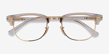 Ray-Ban RB5154 Clubmaster - Browline Gold Transparent Frame Eyeglasses |  Eyebuydirect