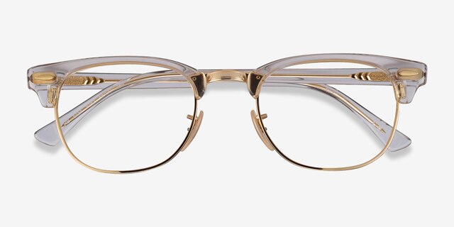 Ray-Ban RB5154 Clubmaster Gold Transparent Acetate-metalEyeglass Frames from EyeBuyDirect, Closed View