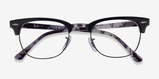 Ray-Ban RB5154 Clubmaster Black Multicolor Acetate-metalMontures de lunettes de vue d'EyeBuyDirect, Vue Rapprochée