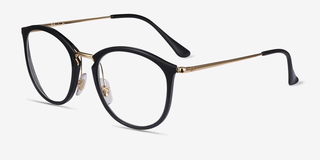 Ray-Ban RB7140 Black Gold Plastic-metalEyeglass Frames from EyeBuyDirect, Angle View