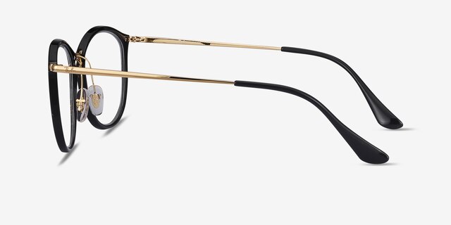 Ray-Ban RB7140 Black Gold Plastic-metalEyeglass Frames from EyeBuyDirect, Side View