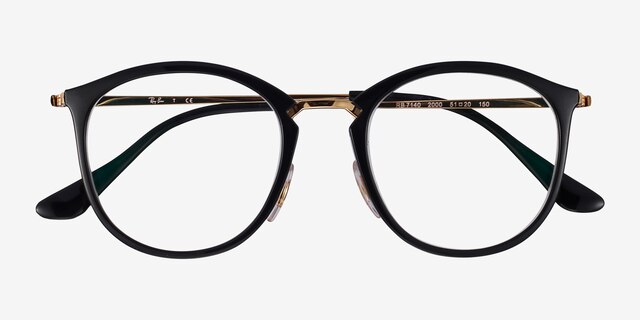 Ray-Ban RB7140 Black Gold Plastic-metalEyeglass Frames from EyeBuyDirect, Closed View