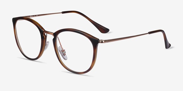 Ray-Ban RB7140 Tortoise Bronze Plastic-metalEyeglass Frames from EyeBuyDirect, Angle View