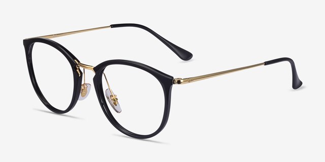Ray-Ban RB7140 Black Gold Plastic-metalEyeglass Frames from EyeBuyDirect, Angle View