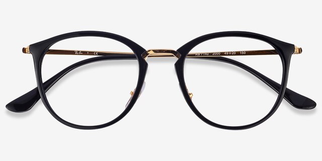 Ray-Ban RB7140 Black Gold Plastic-metalEyeglass Frames from EyeBuyDirect, Closed View