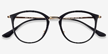 Ray-Ban RB7140 - Round Black Gold Frame Glasses For Women | Eyebuydirect  Canada