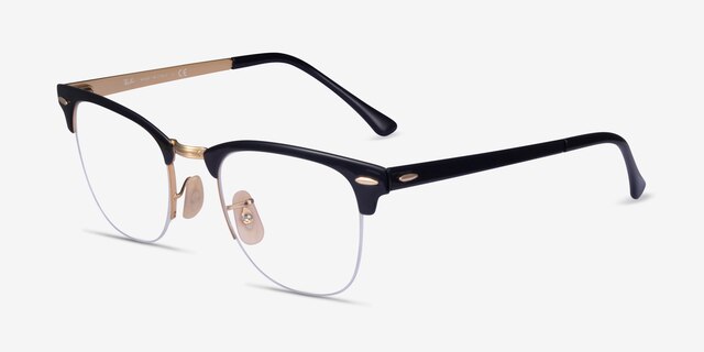 Ray-Ban RB3716VM Black Gold MetalEyeglass Frames from EyeBuyDirect, Angle View