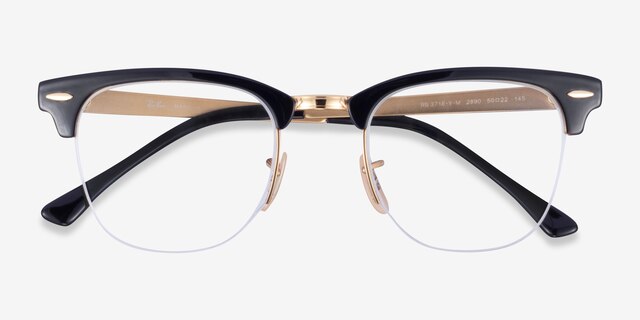 Ray-Ban RB3716VM Black Gold MetalEyeglass Frames from EyeBuyDirect, Closed View