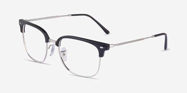 Ray-Ban RB7216 New Clubmaster Black Silver PlasticEyeglass Frames from EyeBuyDirect, Angle View