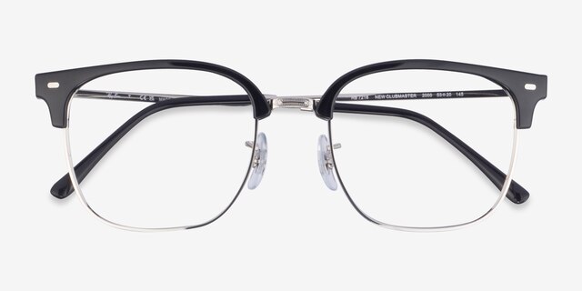 Ray-Ban RB7216 New Clubmaster Black Silver PlasticEyeglass Frames from EyeBuyDirect, Closed View