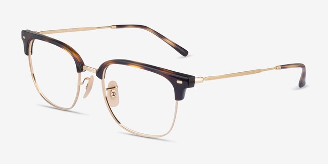 Ray-Ban RB7216 New Clubmaster Tortoise Gold PlasticEyeglass Frames from EyeBuyDirect, Angle View
