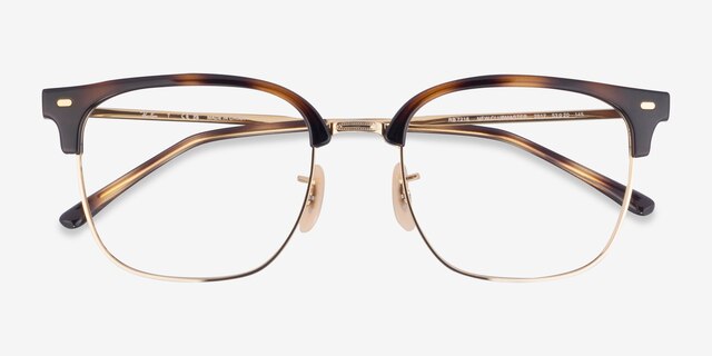 Ray-Ban RB7216 New Clubmaster Tortoise Gold PlasticEyeglass Frames from EyeBuyDirect, Closed View