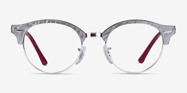 Ray-Ban RB4246V Clubround Shiny Gray AcetateEyeglass Frames from EyeBuyDirect, Front View