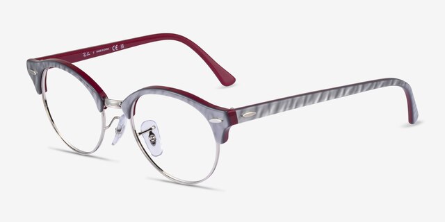 Ray-Ban RB4246V Clubround Shiny Gray AcetateEyeglass Frames from EyeBuyDirect, Angle View