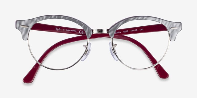 Ray-Ban RB4246V Clubround Shiny Gray AcetateEyeglass Frames from EyeBuyDirect, Closed View