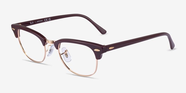 Ray-Ban RB5154 Clubmaster Brown Rose Gold AcetateEyeglass Frames from EyeBuyDirect, Angle View
