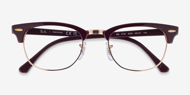 Ray-Ban RB5154 Clubmaster Brown Rose Gold AcetateEyeglass Frames from EyeBuyDirect, Closed View