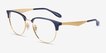 Ray-Ban RB6396 Blue Gold MetalEyeglass Frames from EyeBuyDirect, Angle View
