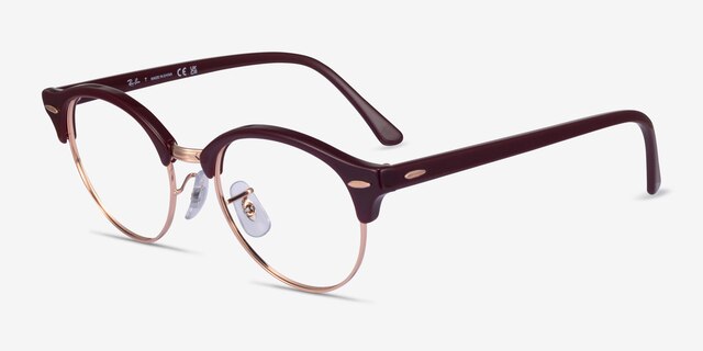 Ray-Ban RB4246V Clubround Dark Purple Gold AcetateEyeglass Frames from EyeBuyDirect, Angle View