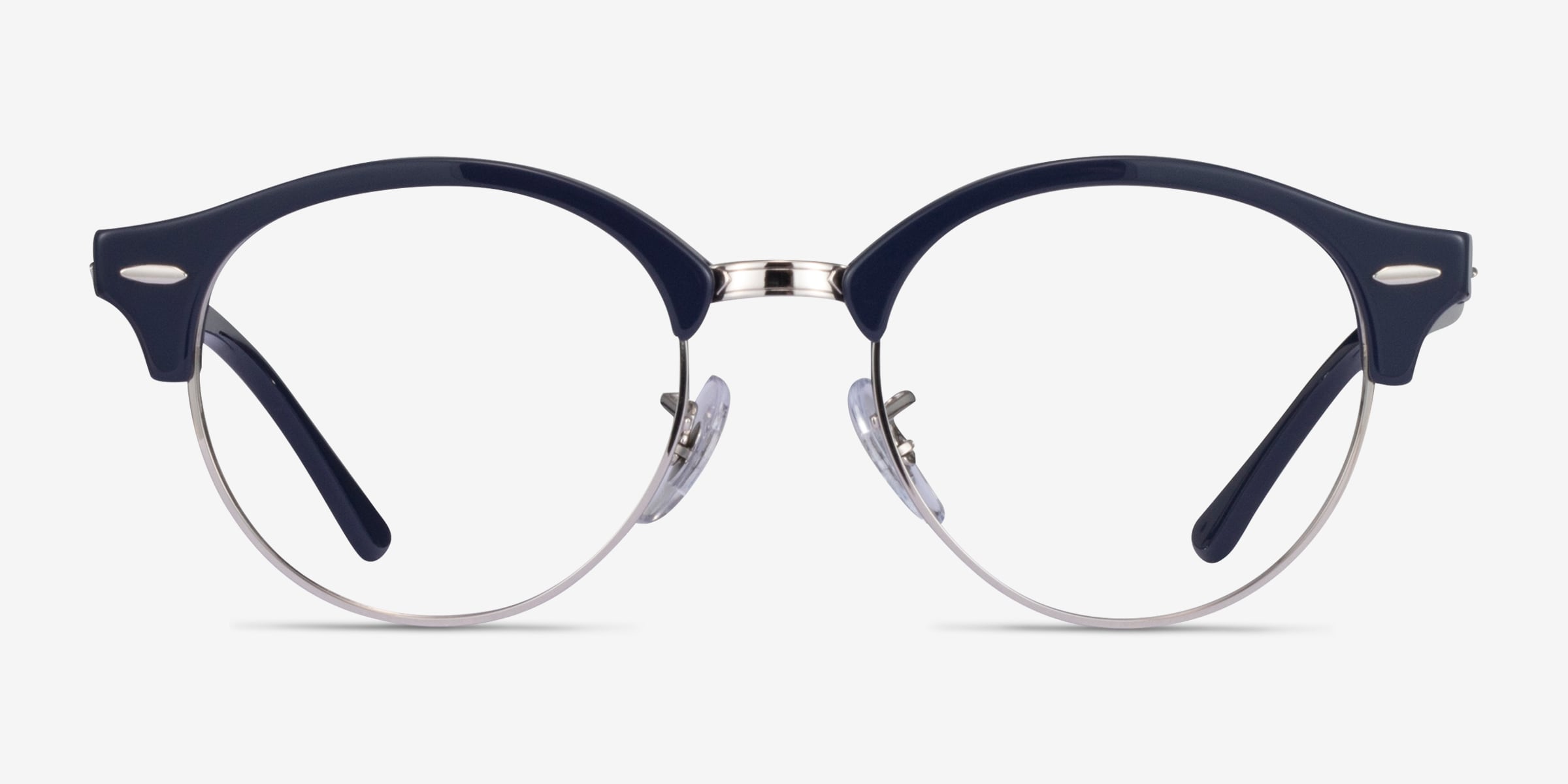 Ray-Ban RB4246V Clubround - Browline Navy Silver Frame Eyeglasses