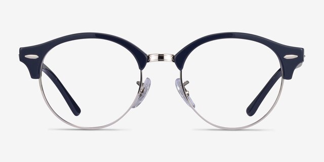 Ray-Ban RB4246V Clubround Navy Silver AcetateEyeglass Frames from EyeBuyDirect, Front View