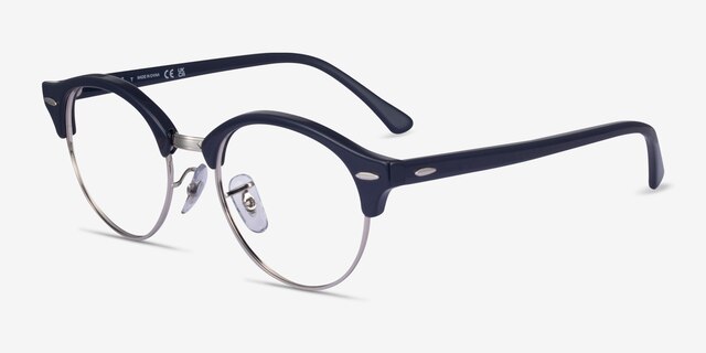 Ray-Ban RB4246V Clubround Navy Silver AcetateEyeglass Frames from EyeBuyDirect, Angle View