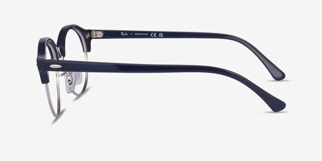 Ray-Ban RB4246V Clubround Navy Silver AcetateEyeglass Frames from EyeBuyDirect, Side View