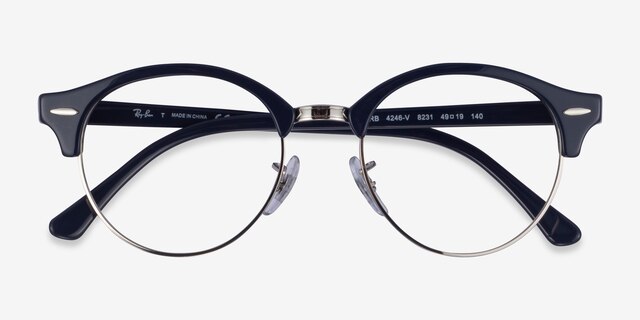 Ray-Ban RB4246V Clubround Navy Silver AcetateEyeglass Frames from EyeBuyDirect, Closed View
