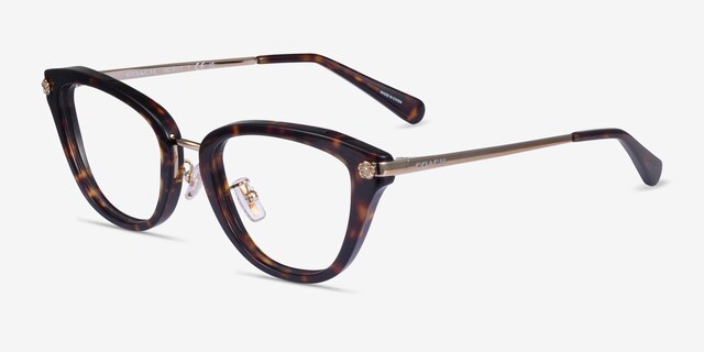 Coach HC6141 Dark Tortoise AcetateEyeglass Frames from EyeBuyDirect, Angle View