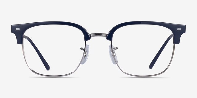 Ray-Ban RB7216 New Clubmaster Blue Silver PlasticEyeglass Frames from EyeBuyDirect, Front View