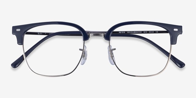 Ray-Ban RB7216 New Clubmaster Blue Silver PlasticEyeglass Frames from EyeBuyDirect, Closed View