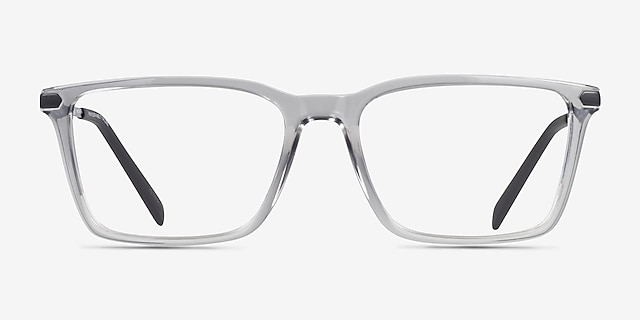 Armani Exchange AX3077 Shiny Transparent Gray Plastic-metalMontures de lunettes de vue d'EyeBuyDirect, Vue de Face