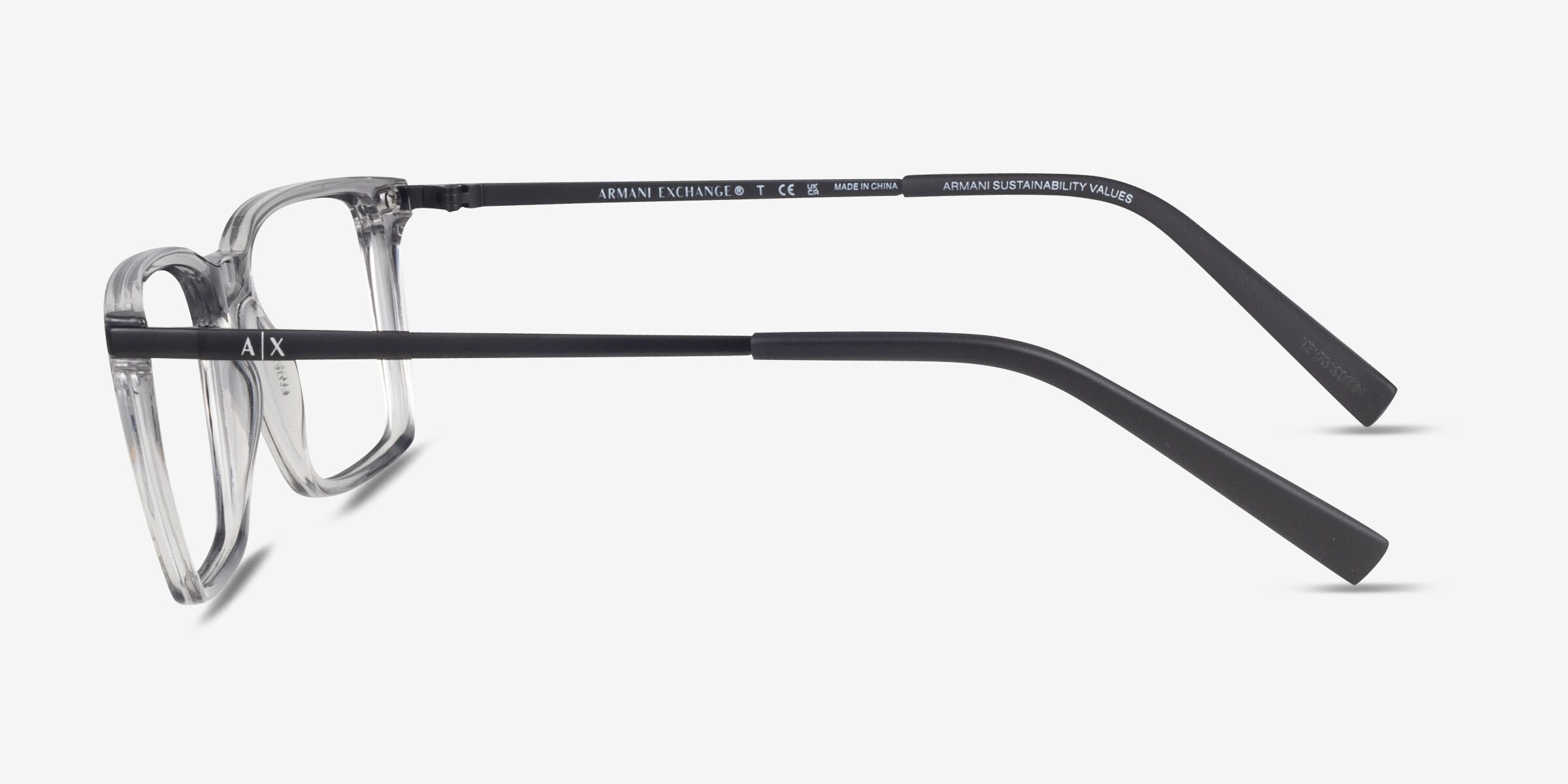 Armani Exchange AX3077 - Rectangle Shiny Transparent Gray Frame