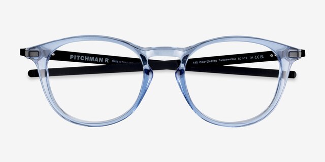 Oakley Pitchman R Transparent Blue PlastiqueMontures de lunettes de vue d'EyeBuyDirect, Vue Rapprochée