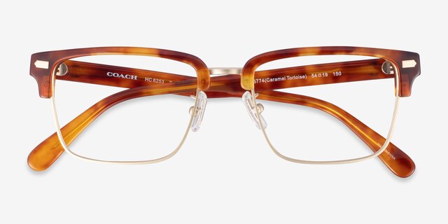 Coach HC6253 Caramel Tortoise Acetate, MetalEyeglass Frames from EyeBuyDirect, Closed View