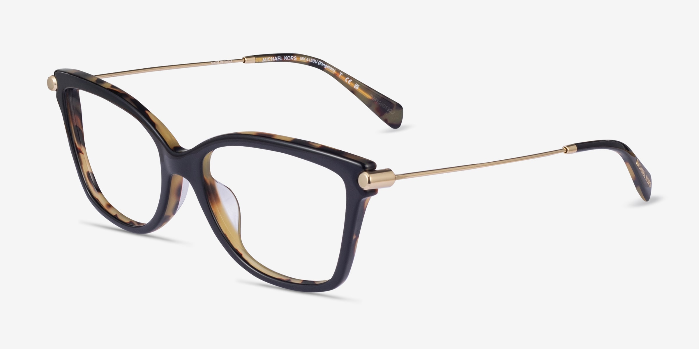 Michael Kors MK4150U Kingston - Square Black Amber Tortoise Frame