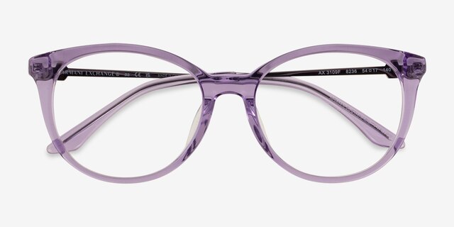 Armani Exchange AX3109F Shiny Transparent Violet AcetateEyeglass Frames from EyeBuyDirect, Closed View