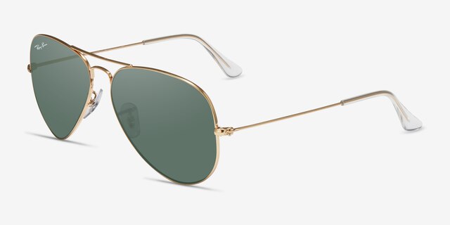 Ray-Ban RB3025 Aviator Gold MetalSunglass Frames from EyeBuyDirect, Angle View