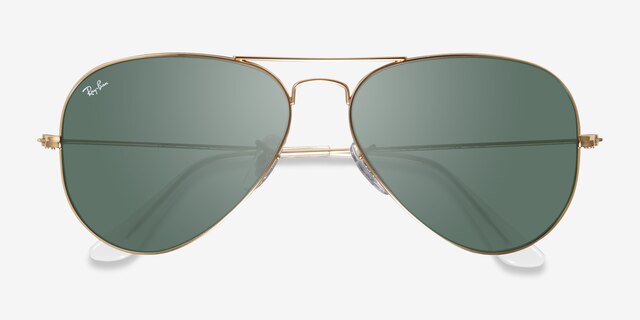 Ray-Ban RB3025 Aviator Gold MetalSunglass Frames from EyeBuyDirect, Closed View