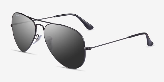 Ray-Ban RB3025 Aviator Black MetalSunglass Frames from EyeBuyDirect, Angle View