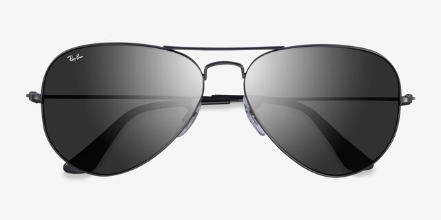 Ray-Ban RB3025 Aviator Black MetalSunglass Frames from EyeBuyDirect, Closed View