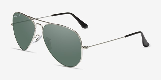 Ray-Ban RB3025 Aviator Silver MetalSunglass Frames from EyeBuyDirect, Angle View