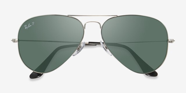 Ray-Ban RB3025 Aviator Silver MetalSunglass Frames from EyeBuyDirect, Closed View