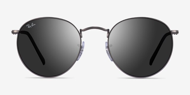 Ray-Ban RB3447 Round Matte Gunmetal MetalSunglass Frames from EyeBuyDirect, Front View