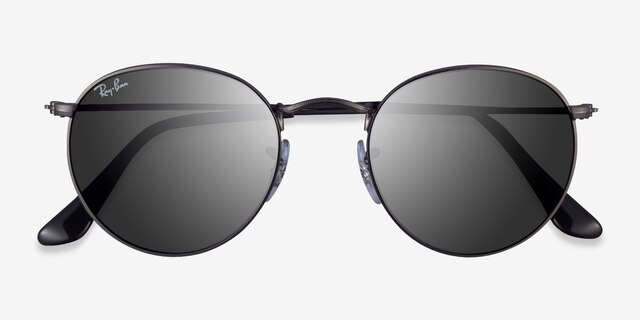 Ray-Ban RB3447 Round Matte Gunmetal MetalSunglass Frames from EyeBuyDirect, Closed View