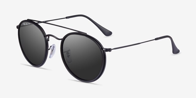 Ray-Ban RB3647N Round Black MetalSunglass Frames from EyeBuyDirect, Angle View