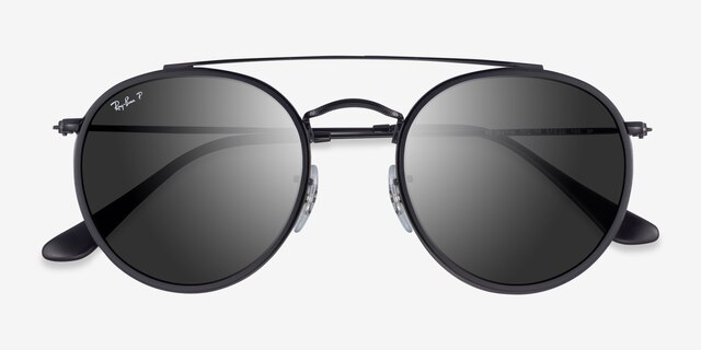 Ray-Ban RB3647N Round Black MetalSunglass Frames from EyeBuyDirect, Closed View