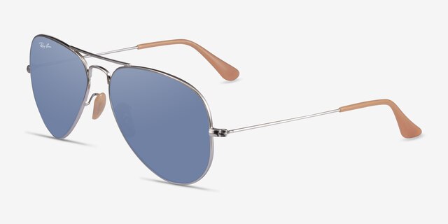 Ray-Ban RB3025 Aviator Silver Yellow MetalSunglass Frames from EyeBuyDirect, Angle View
