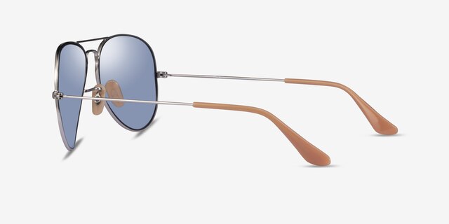 Ray-Ban RB3025 Aviator Silver Yellow MetalSunglass Frames from EyeBuyDirect, Side View